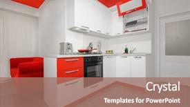  Presentation with kitchen design - PPT theme consisting of modern spacioius red and white background and a coral colored foreground