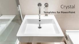  Presentation with minimalist - Slide set having modern square shape hand wash basin with clean minimalist fixture background and a light gray colored foreground