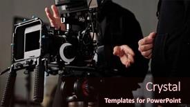  Presentation with videographer - Presentation theme with modern-steadicam-against-videographer background and a wine colored foreground