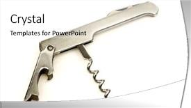  Presentation with corkscrew - Theme consisting of modern steel corkscrew on a white background background and a white colored foreground