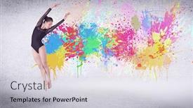  Presentation with wall paint - Slides with gymnastics events girl gymnast - modern street dancer jumping background and a light gray colored foreground