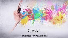  Presentation with wall paint - Amazing presentation theme having gymnastics events girl gymnast - modern street dancer jumping backdrop and a light gray colored foreground
