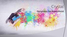  Presentation with wall paint - Presentation design with gymnastics events girl gymnast - modern street dancer jumping background and a light gray colored foreground