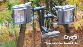  Presentation with modern medicine cardiology concept mixed - Theme with modern street lamp background and a tawny brown colored foreground