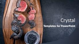  Presentation with wagyu - Presentation theme having modern-style-barbecue-dry-aged background and a dark gray colored foreground