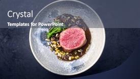  Presentation with barbecue - Presentation design featuring modern-style-barbecue-dry-aged background and a ocean colored foreground