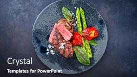  Presentation with roast beef - Presentation having modern-style-barbecue-dry-aged background and a dark gray colored foreground