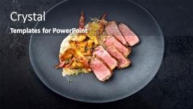 Presentation with wagyu - PPT theme with modern-style-fried-dry-aged background and a tawny brown colored foreground