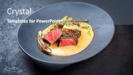  Presentation with wagyu - Slide deck with modern-style-fried-dry-aged background and a ocean colored foreground