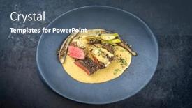  Presentation with roast beef - PPT theme with modern-style-fried-dry-aged background and a ocean colored foreground