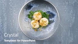  Presentation with served - Presentation theme enhanced with modern-style-fried-scallops background and a gray colored foreground