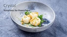  Presentation with served - Theme having modern-style-fried-scallops background and a  colored foreground