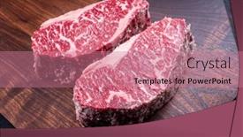  Presentation with roast beef - PPT theme having modern-style-raw-dry-aged background and a coral colored foreground