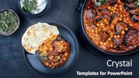  Presentation with eggplant - Slide set enhanced with modern-style-slow-cooked-lebanese background and a navy blue colored foreground