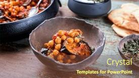  Presentation with eggplant - Presentation theme enhanced with modern-style-slow-cooked-lebanese background and a tawny brown colored foreground