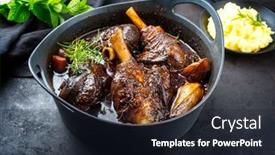  Presentation with traditional - Presentation theme having modern-style-traditional-braised-slow background and a wine colored foreground