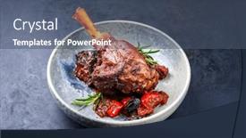  Presentation with traditional mode old vespa scooter - PPT theme having modern-style-traditional-braised-slow background and a ocean colored foreground