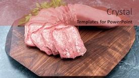  Presentation with beef - Theme having modern-style-traditional-cooked-beef background and a coral colored foreground