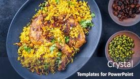  Presentation with traditional mode old vespa scooter - PPT theme featuring modern-style-traditional-fried-arabic background and a ocean colored foreground