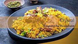  Presentation with fried chicken - Slide deck consisting of modern-style-traditional-fried-arabic background and a gold colored foreground