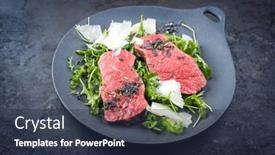  Presentation with steak - Presentation theme enhanced with modern-style-traditional-fried-new background and a tawny brown colored foreground