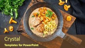  Presentation with iron - PPT layouts enhanced with modern-style-traditional-fried-pork background and a tawny brown colored foreground