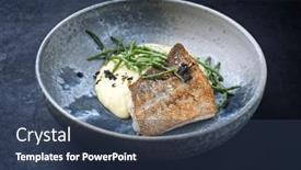  Presentation with ceramic - Presentation featuring modern-style-traditional-fried-skrei background and a tawny brown colored foreground