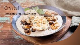  Presentation with potato chips - Presentation theme having modern-style-traditional-german-cooked background and a coral colored foreground