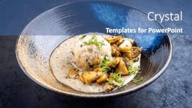  Presentation with potato chips - Presentation theme with modern-style-traditional-german-cooked background and a ocean colored foreground