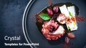  Presentation with octopus - Presentation theme with modern-style-traditional-greek-chtapodi background and a navy blue colored foreground