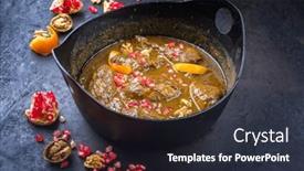  Presentation with pomegranate - Slide set featuring modern-style-traditional-iranian-fesenjan background and a wine colored foreground