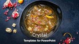  Presentation with pomegranate - Presentation theme featuring modern-style-traditional-iranian-fesenjan background and a wine colored foreground