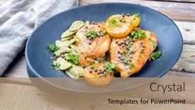  Presentation with fried chicken - PPT theme featuring modern-style-traditional-italian-deep background and a coral colored foreground