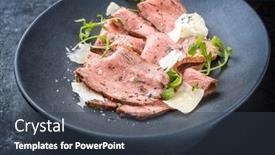  Presentation with roast beef - Presentation theme having modern-style-traditional-lunch-meat background and a tawny brown colored foreground