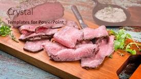  Presentation with roast beef - PPT theme featuring modern-style-traditional-lunch-meat background and a coral colored foreground
