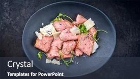  Presentation with roast beef - PPT theme featuring modern-style-traditional-lunch-meat background and a tawny brown colored foreground