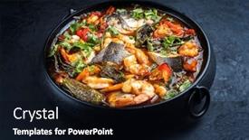  Presentation with king - Presentation design with modern-style-traditional-mexican-seafood background and a black colored foreground