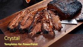  Presentation with cutting board - PPT theme featuring modern-style-traditional-smoked-barbecue background and a tawny brown colored foreground