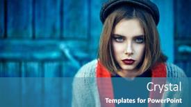  Presentation with old style - Presentation theme consisting of modern-stylish-girl-stands background and a teal colored foreground