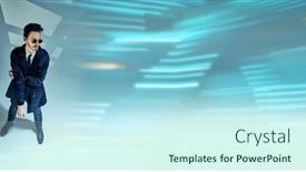  Presentation with grey black white - Presentation design enhanced with modern-stylish-man-in-elegant background and a cool aqua colored foreground