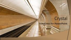  Presentation with moscow subway - Slides with modern subway station moscow russia wide angle view background and a coral colored foreground