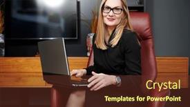  Presentation with modern elegant - Presentation theme featuring modern-successful-businesswoman-in-elegant background and a tawny brown colored foreground