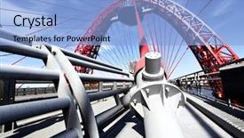  Presentation with suspension - Beautiful PPT theme featuring steel structures - modern suspension bridge moscow russia backdrop and a light blue colored foreground
