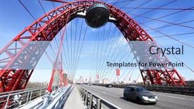  Presentation with bridge construction - Audience pleasing slides consisting of modern suspension bridge moscow russia backdrop and a light blue colored foreground