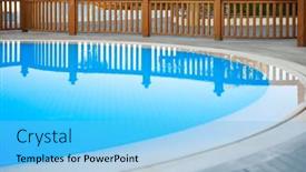  Presentation with luxury hotel - Audience pleasing PPT theme consisting of modern swimming pool in luxury hotel backdrop and a light blue colored foreground