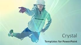  Presentation with virtual reality - PPT theme featuring modern-technologies-a-teenager-boy background and a mint green colored foreground