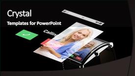  Presentation with black technology - Amazing slides having modern technology communication object and media concept - close up of black smart watch with incoming call backdrop and a black colored foreground