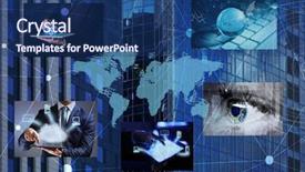  Presentation with internet - Slide deck with modern technology concept worldwide internet background and a ocean colored foreground