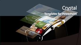  Presentation with mass media - Amazing slides having wearable computer - modern technology mass media object backdrop and a ocean colored foreground