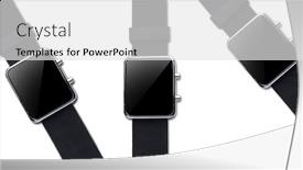 Presentation with black technology - PPT layouts with modern technology object and media concept - close up of black smart watch background and a white colored foreground